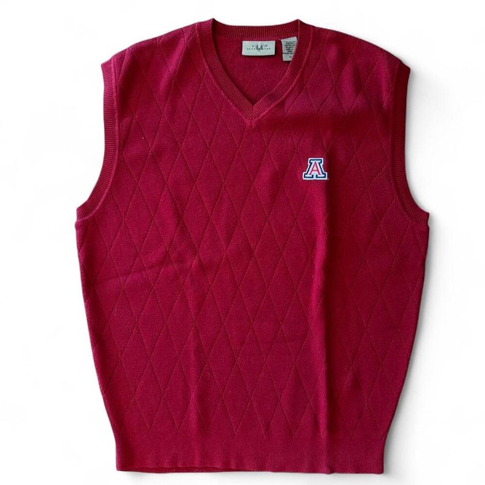 University of Arizona Red Argyle Sweater Vest - Medium